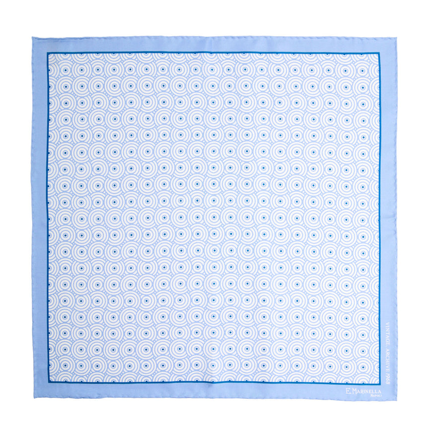 POCHETTE DA TASCHINO IN SETA STAMPATA A MANO AZZURRA