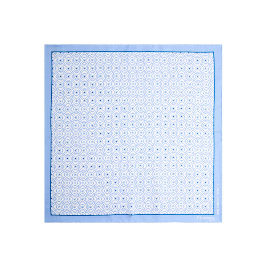 POCHETTE DA TASCHINO IN SETA STAMPATA A MANO AZZURRA