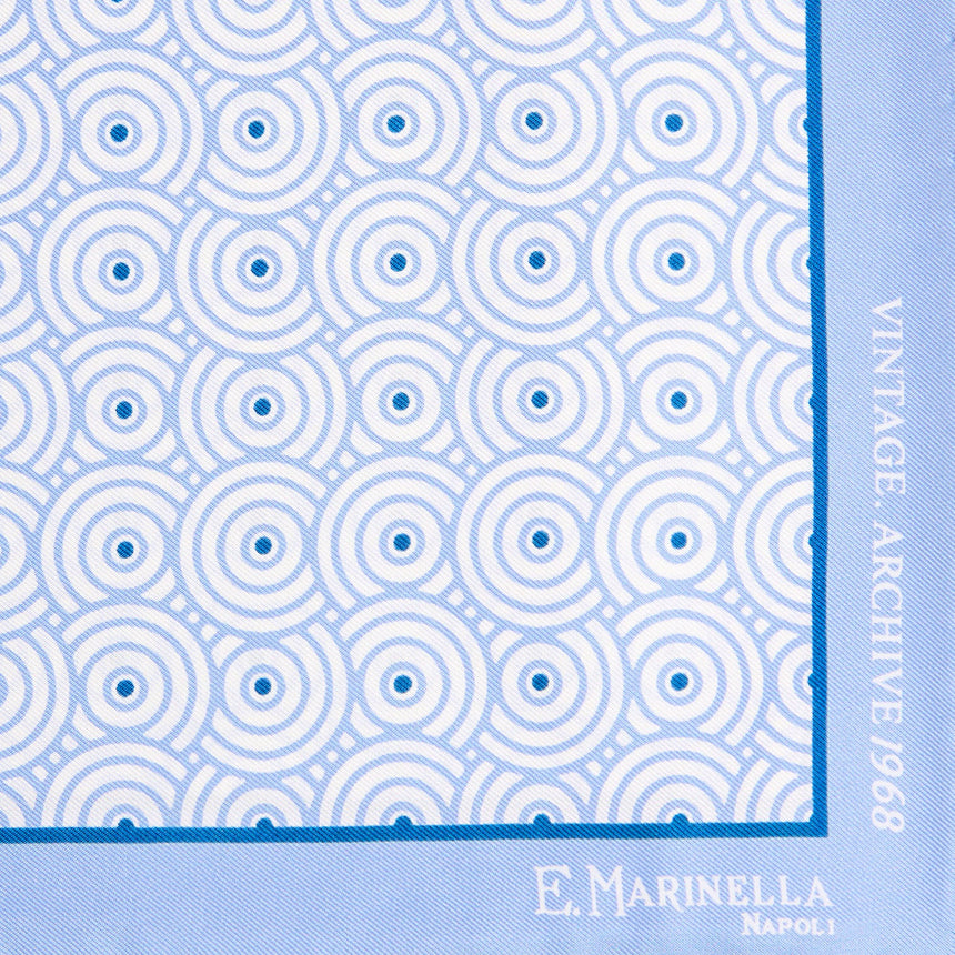 POCHETTE DA TASCHINO IN SETA STAMPATA A MANO AZZURRA