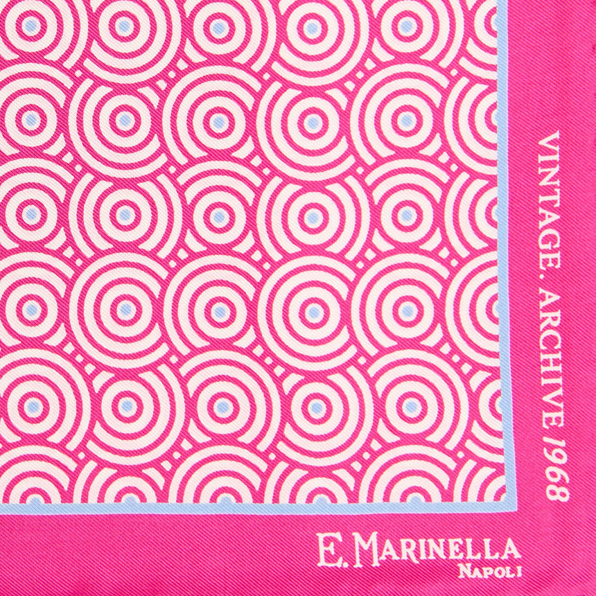 FUCHSIA HAND-PRINTED SILK POCKET SQUARE