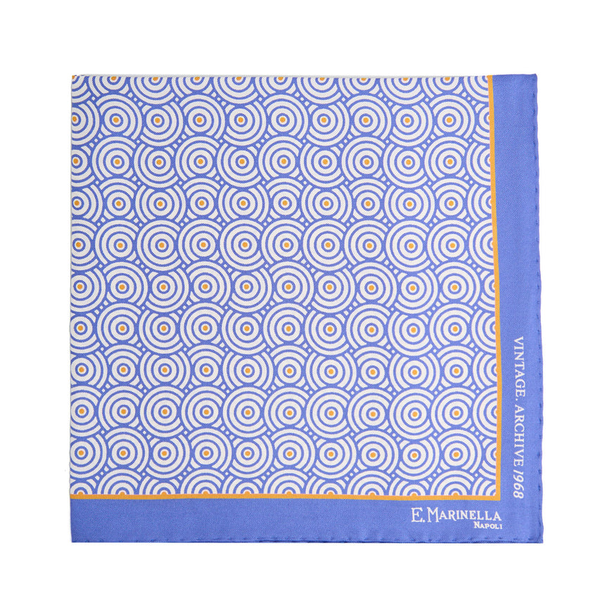 POWDER BLUE HAND-PRINTED SILK POCKET SQUARE