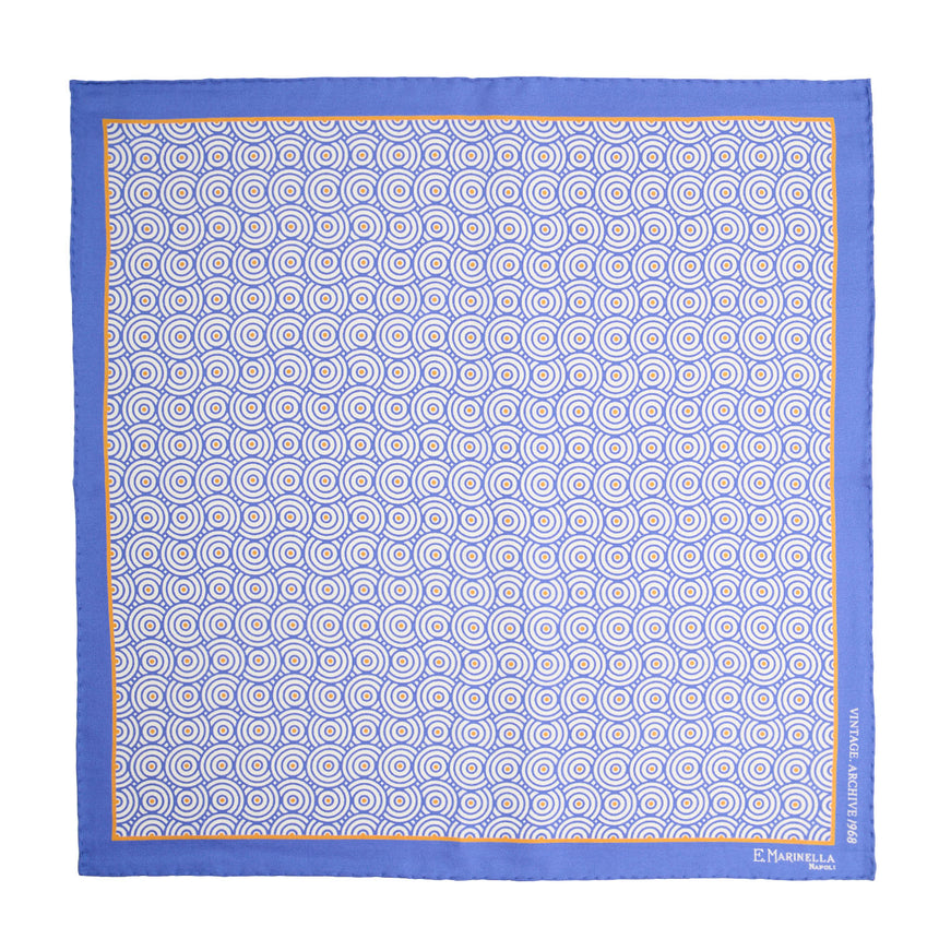 POWDER BLUE HAND-PRINTED SILK POCKET SQUARE
