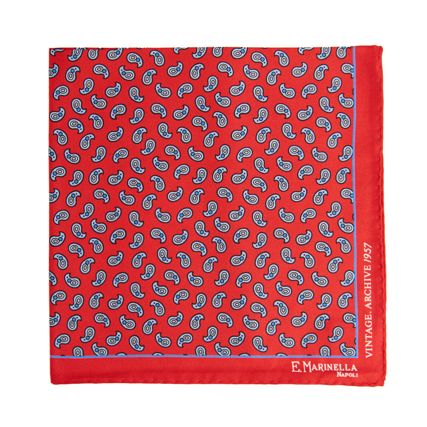 POCHETTE DA TASCHINO IN SETA STAMPATA A MANO ROSSO