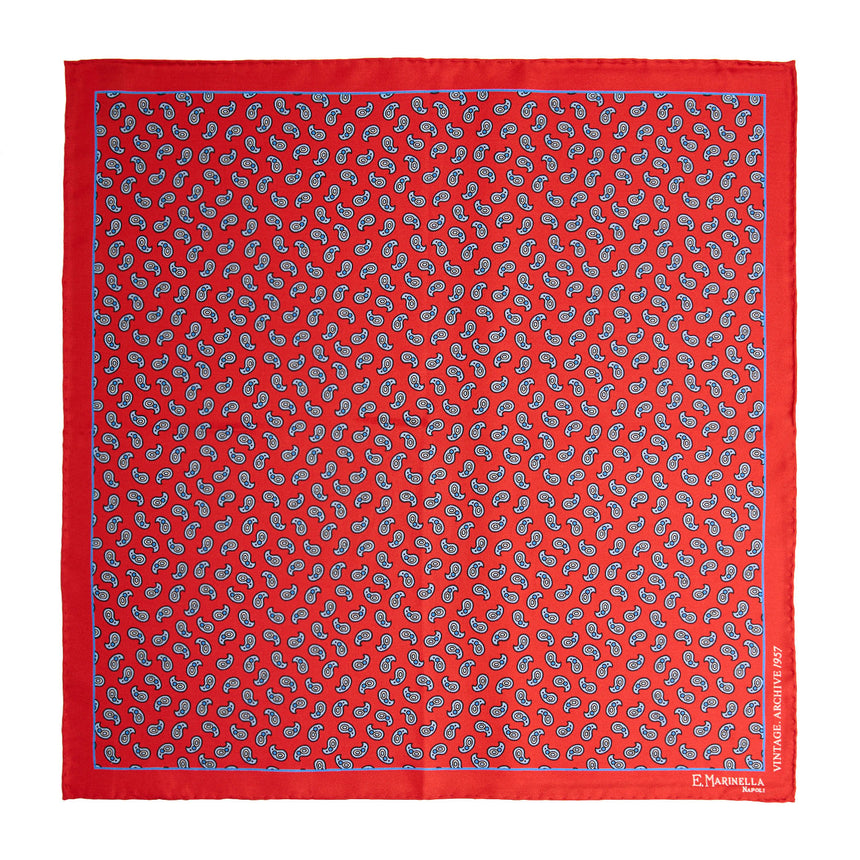 POCHETTE DA TASCHINO IN SETA STAMPATA A MANO ROSSO