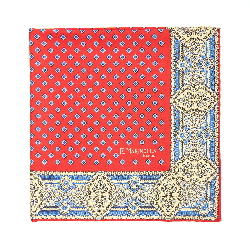 POCHETTE DA TASCHINO IN SETA STAMPATA A MANO ROSSA