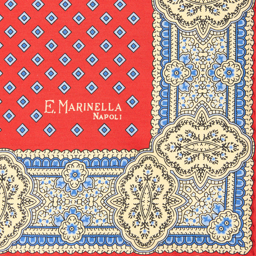 POCHETTE DA TASCHINO IN SETA STAMPATA A MANO ROSSA