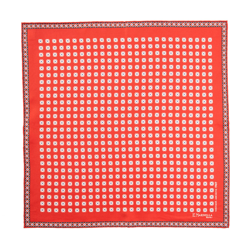 POCHETTE DA TASCHINO IN SETA STAMPATA A MANO ROSSA