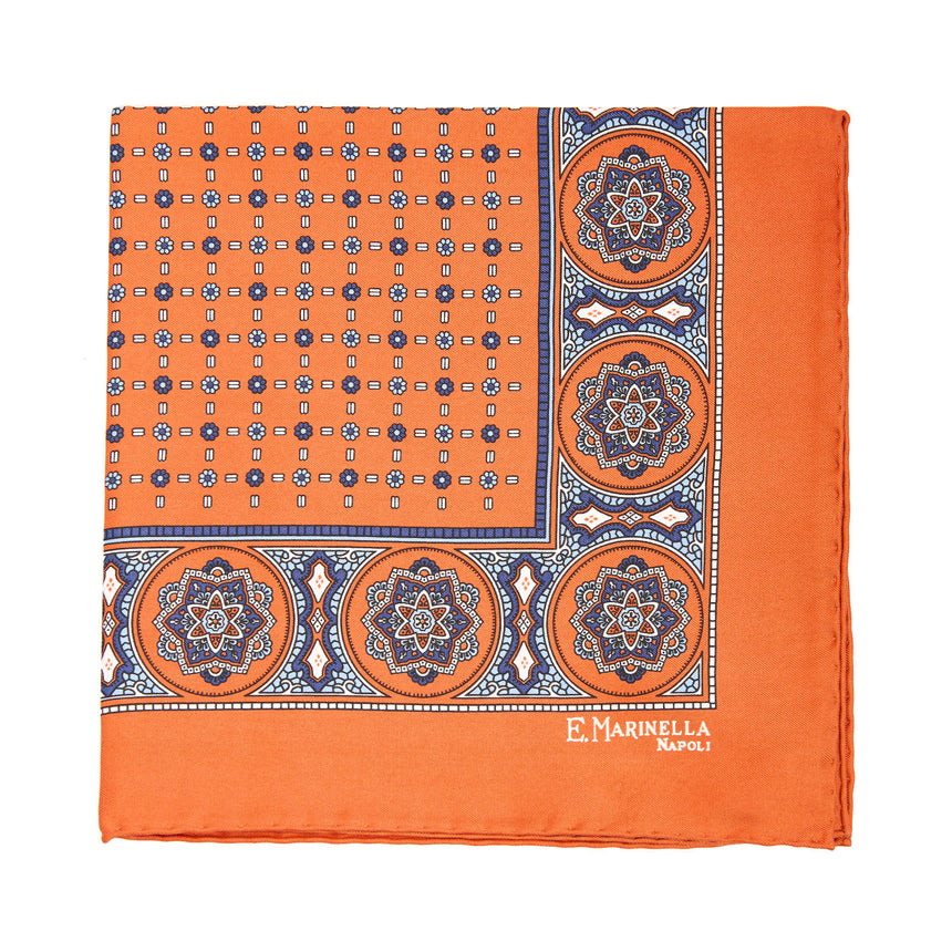 POCHETTE DA TASCHINO IN SETA STAMPATA A MANO ARANCIONE