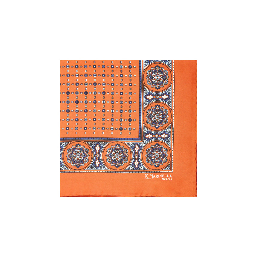 POCHETTE DA TASCHINO IN SETA STAMPATA A MANO ARANCIONE