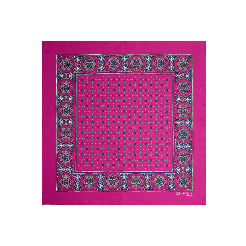 POCHETTE DA TASCHINO IN SETA STAMPATA A MANO FUCSIA