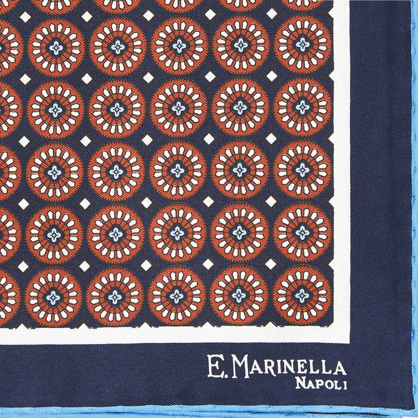 POCHETTE DA TASCHINO IN SETA STAMPATA A MANO BLU SCURO