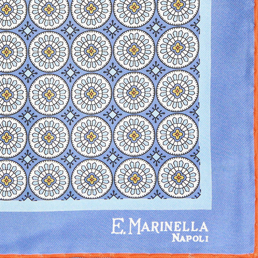 POWDER BLUE HAND-PRINTED SILK POCKET SQUARE