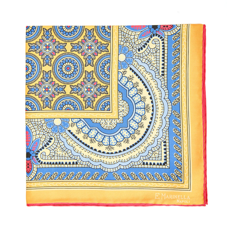 POCHETTE DA TASCHINO IN SETA STAMPATA A MANO GIALLA