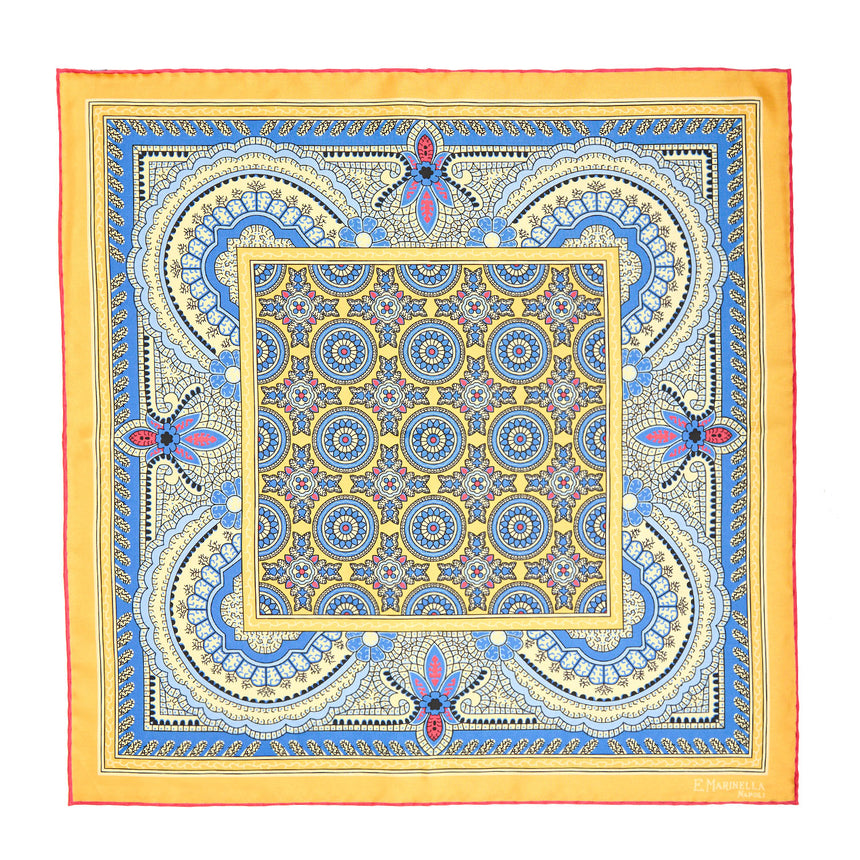 POCHETTE DA TASCHINO IN SETA STAMPATA A MANO GIALLA