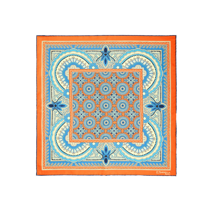 POCHETTE DA TASCHINO IN SETA STAMPATA A MANO ARANCIONE