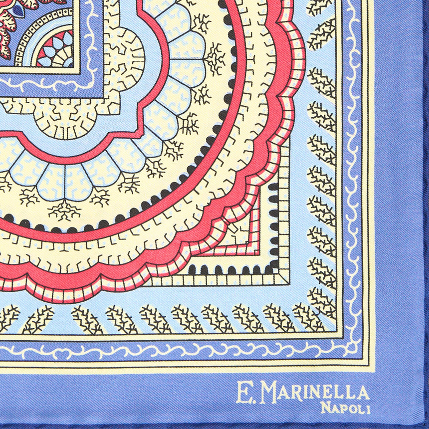POWDER BLUE HAND-PRINTED SILK POCKET SQUARE