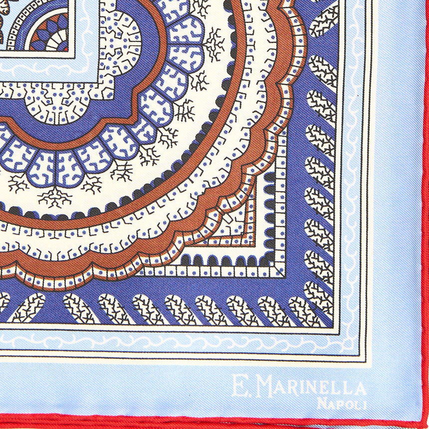 LIGHT BLUE HAND-PRINTED SILK POCKET SQUARE