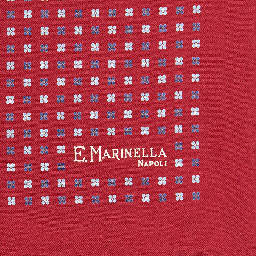 BURGUNDY HAND-PRINTED SILK POCKET SQUARE