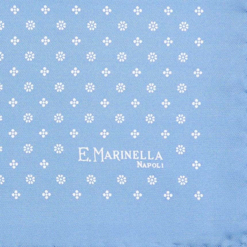 LIGHT BLUE HAND-PRINTED SILK POCKET SQUARE