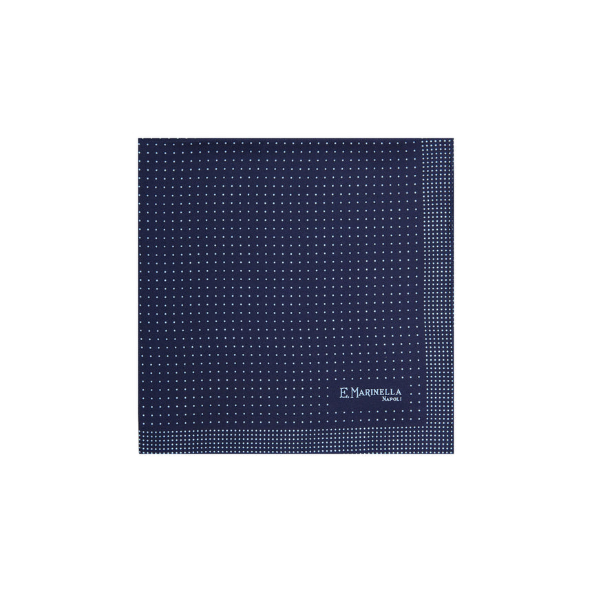 POCHETTE DA TASCHINO IN SETA STAMPATA A MANO BLU SCURO