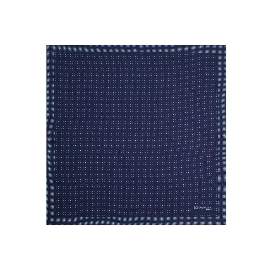 POCHETTE DA TASCHINO IN SETA STAMPATA A MANO BLU SCURO