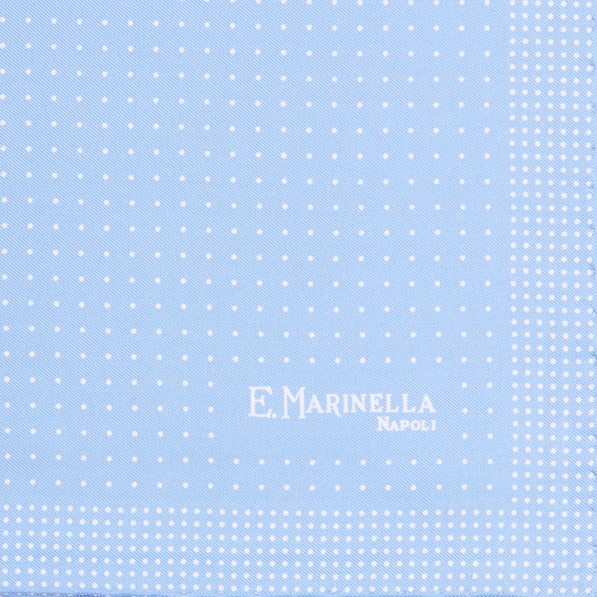 LIGHT BLUE HAND-PRINTED SILK POCKET SQUARE