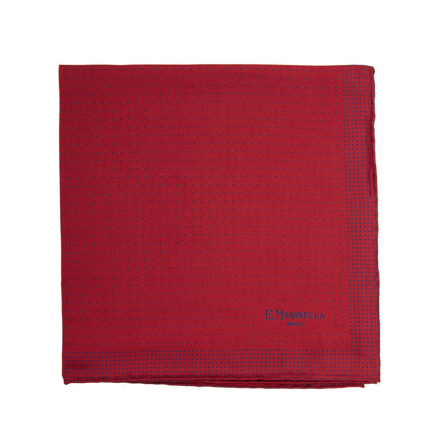 BURGUNDY HAND-PRINTED SILK POCKET SQUARE