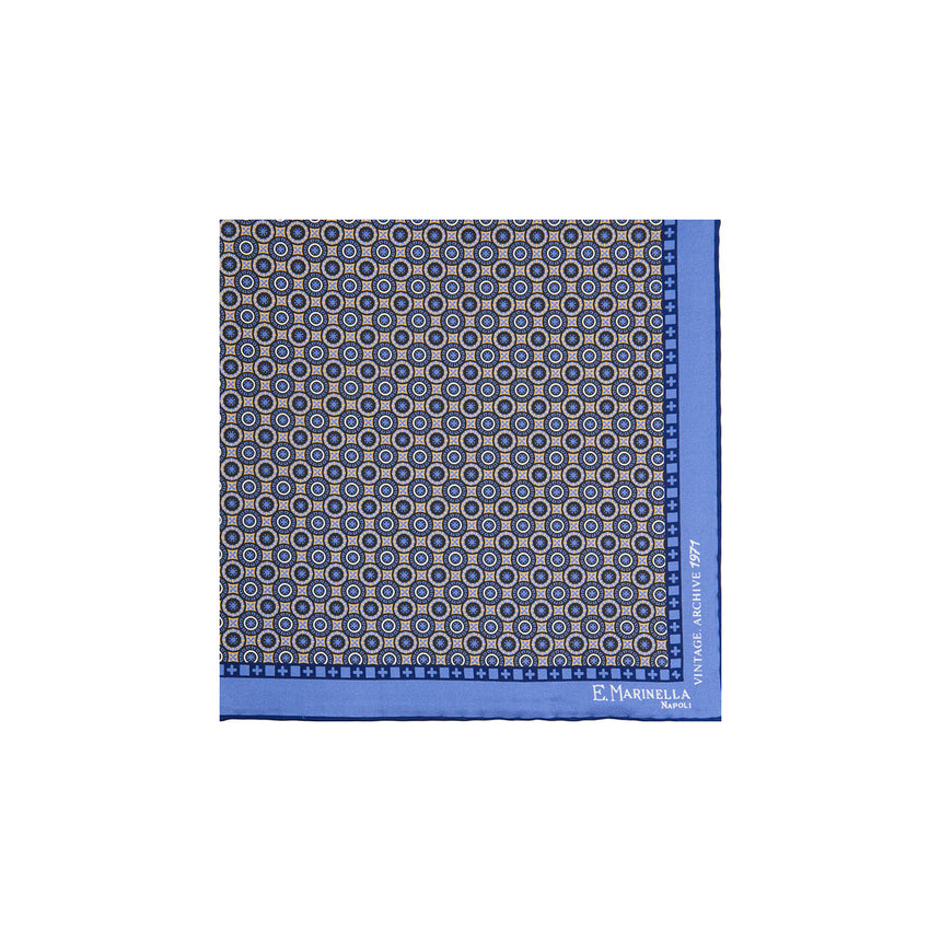 POWDER BLUE HAND-PRINTED SILK POCKET SQUARE