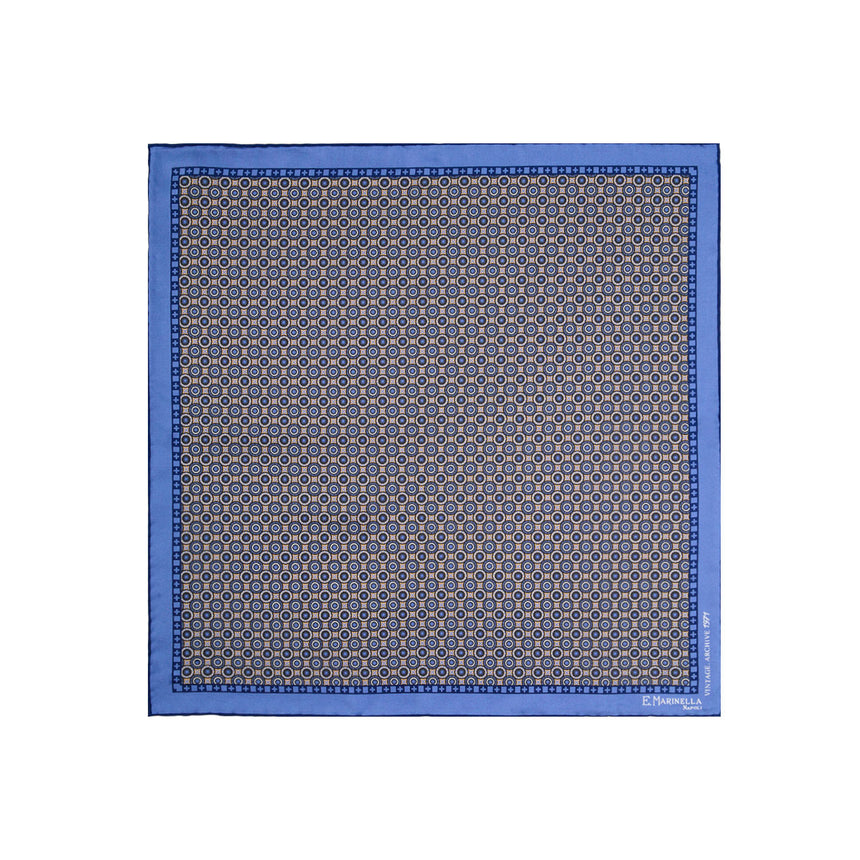 POWDER BLUE HAND-PRINTED SILK POCKET SQUARE