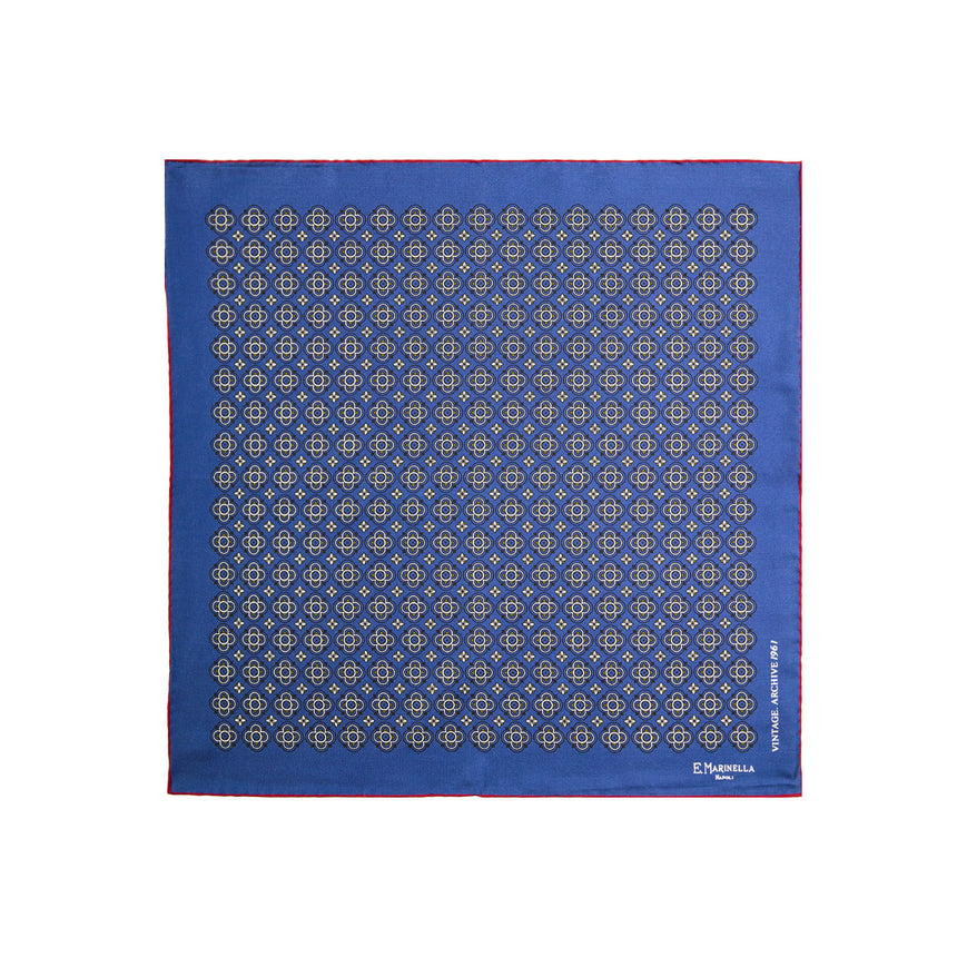 POCHETTE DA TASCHINO IN SETA STAMPATA A MANO BLU