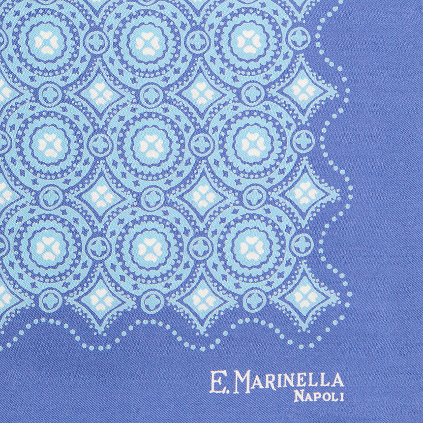 POWDER BLUE HAND-PRINTED SILK POCKET SQUARE