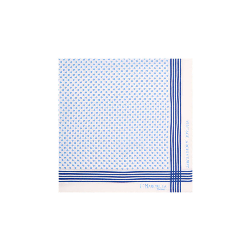 WHITE HAND-PRINTED SILK POCKET SQUARE