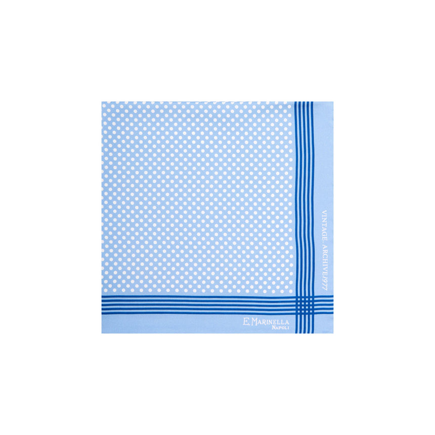 LIGHT BLUE HAND-PRINTED SILK POCKET SQUARE