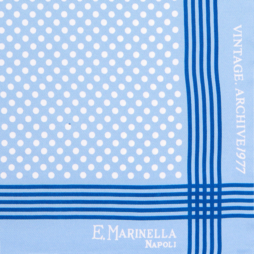 LIGHT BLUE HAND-PRINTED SILK POCKET SQUARE