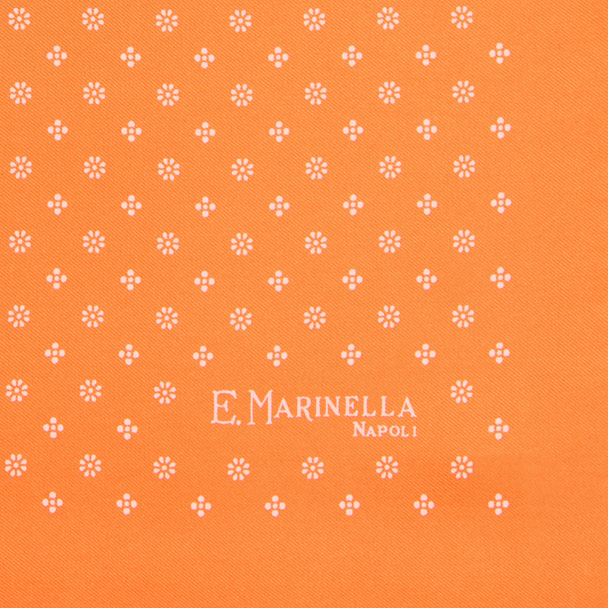 ORANGE HAND-PRINTED SILK POCKET SQUARE