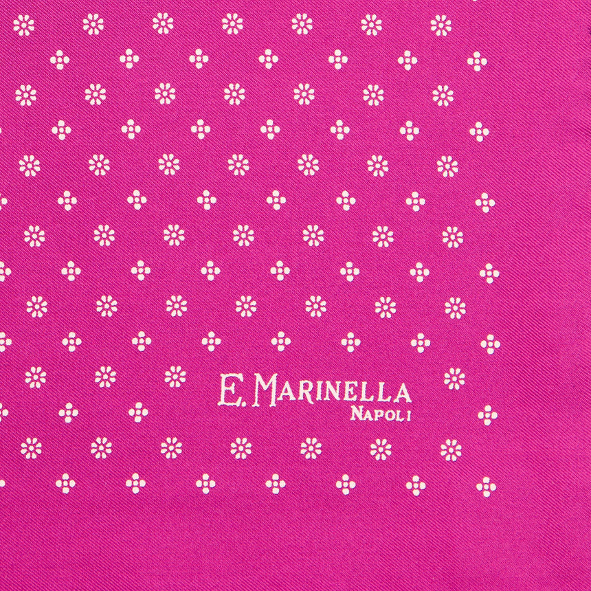 FUCHSIA HAND-PRINTED SILK POCKET SQUARE