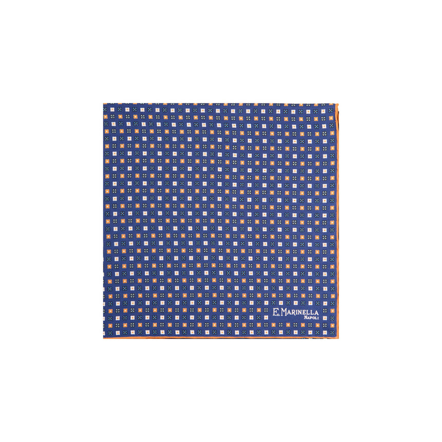 POCHETTE DA TASCHINO IN SETA STAMPATA A MANO BLU