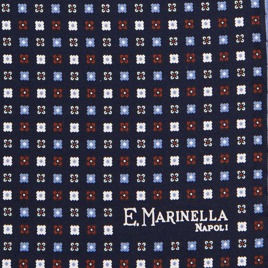 POCHETTE DA TASCHINO IN SETA STAMPATA A MANO BLU SCURO