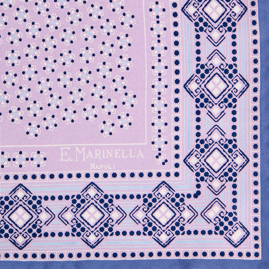 LILAC HAND-PRINTED SILK POCKET SQUARE
