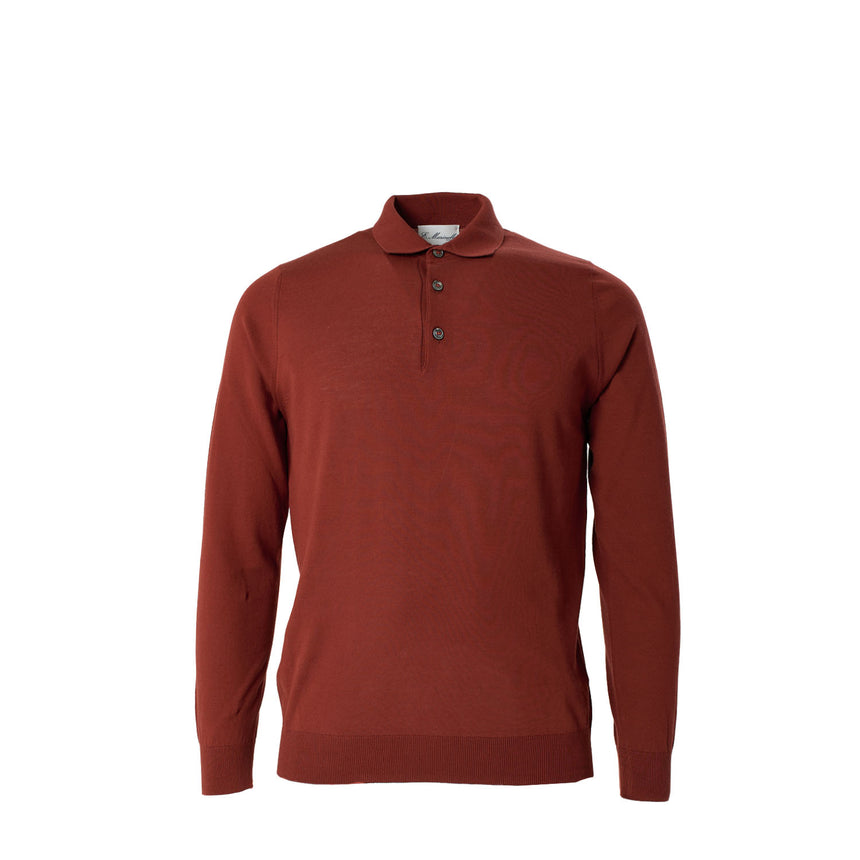 BURGUNDY LONG SLEEVE KNITTED POLO