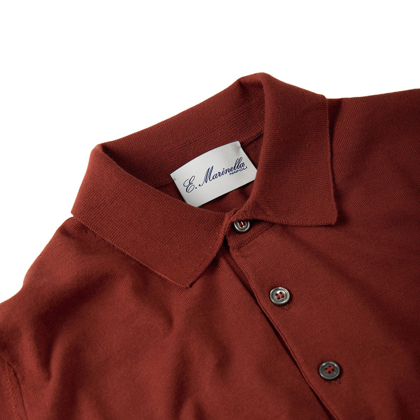 BURGUNDY LONG SLEEVE KNITTED POLO