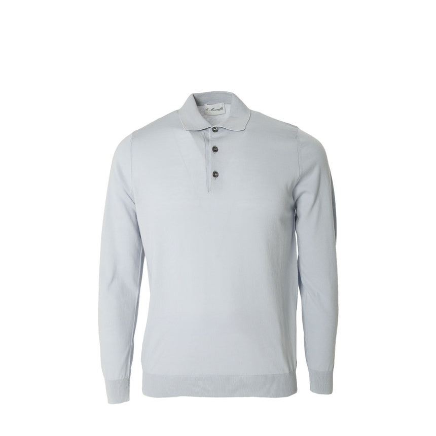 POWDER BLUE LONG SLEEVE KNITTED POLO