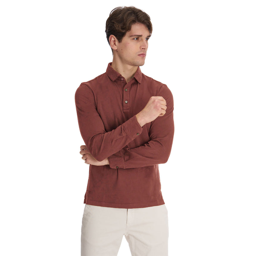 LIGHT BROWN LONG SLEEVE POLO