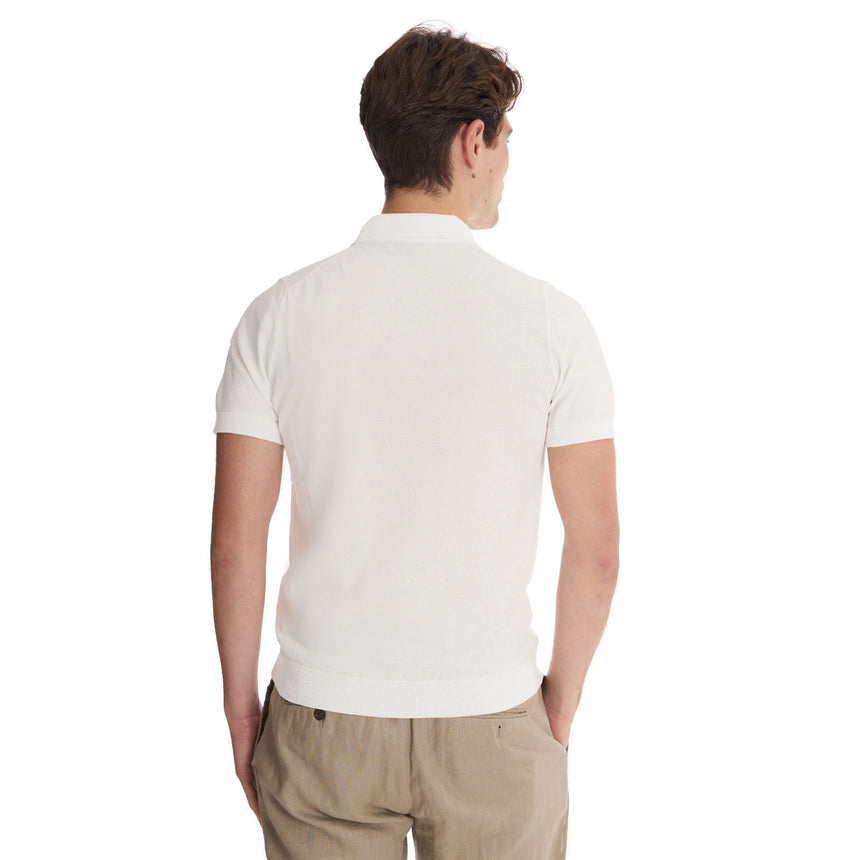 WHITE SHORT SLEEVE KNITTED POLO
