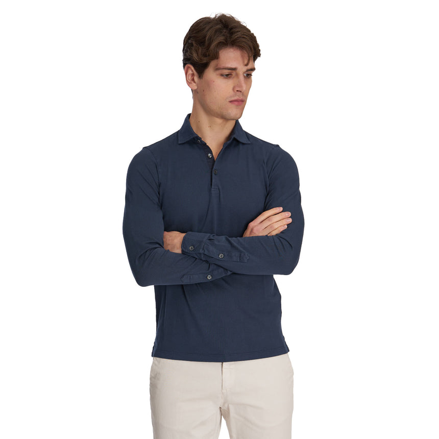 DARK BLUE LONGE SLEEVE POLO