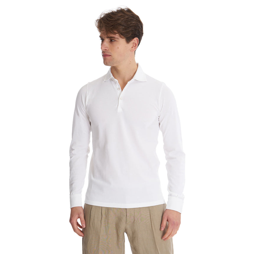 WHITE LONGE SLEEVE POLO