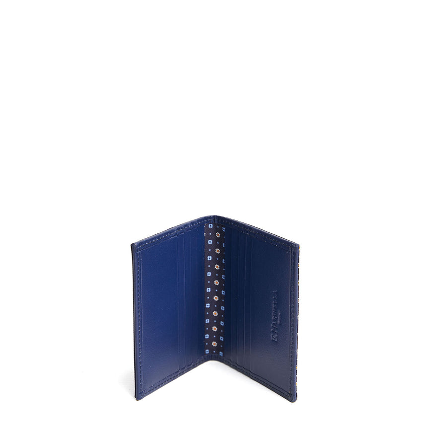 BLUE LEATHER FOLDING CARD HOLDER
