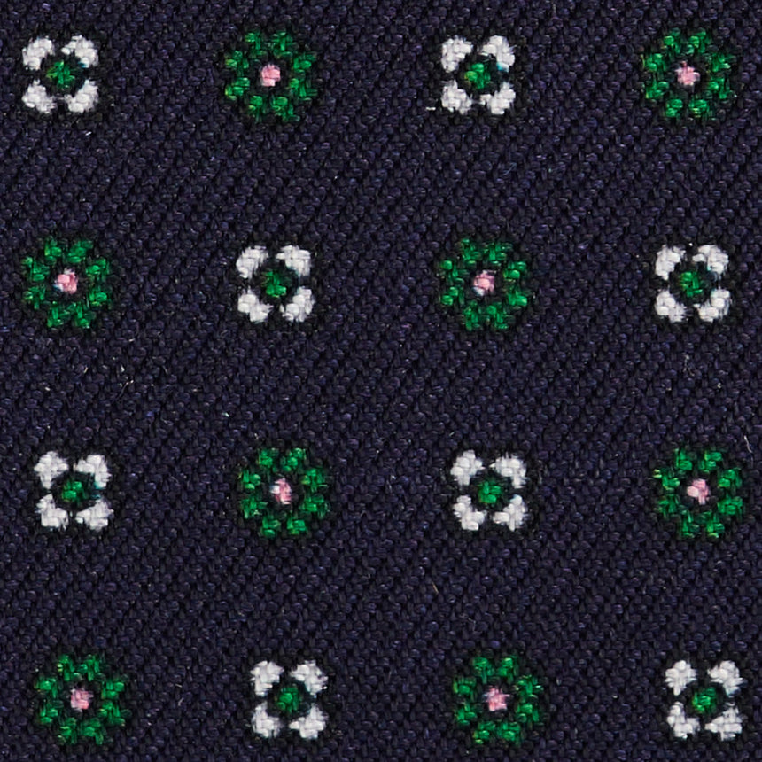 DARK BLUE LEATHER AND SILK CREDIT CARD HOLDER