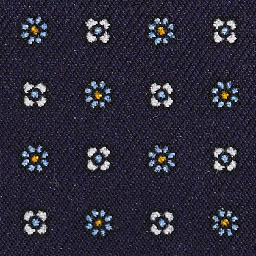 DARK BLUE LEATHER AND SILK CREDIT CARD HOLDER