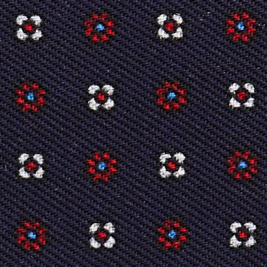 DARK BLUE LEATHER AND SILK CREDIT CARD HOLDER